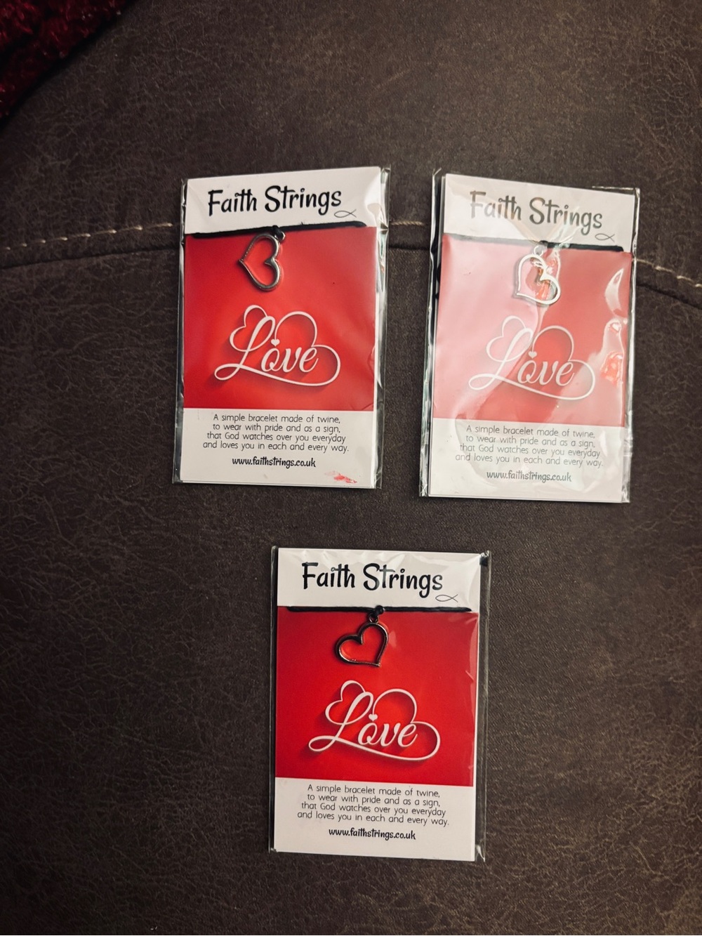 FAITH STRINGS Bracelets-Made with Twine & Heart to remind us of GOD’s Love $12